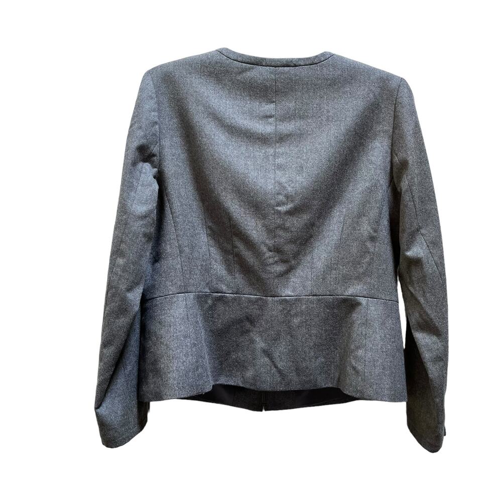 Talbots Gray Italian Flannel Wool Blend Zip Up Collarless Jacket Size 10 - Picture 4 of 7
